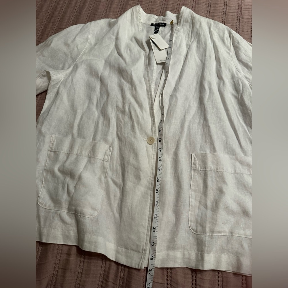 Eileen Fisher High Collar Organic Linen Jacket
NWT in White - Picture 11 of 13